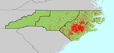 Pigs in North Carolina 9,800,000 hogs and pigs 63% are grown in 5 of the 100 counties