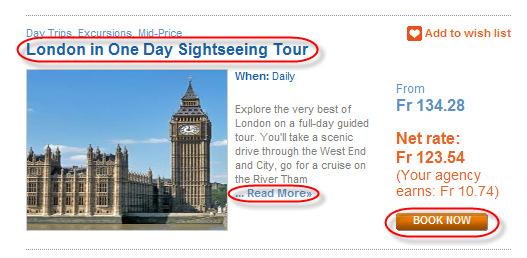 By clicking on the city name (in our example London, England), you will be navigated back to the overall offer-list. 3.