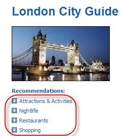 3 Destination information Destination information can be accessed from the top of the home page, in the section marked Read