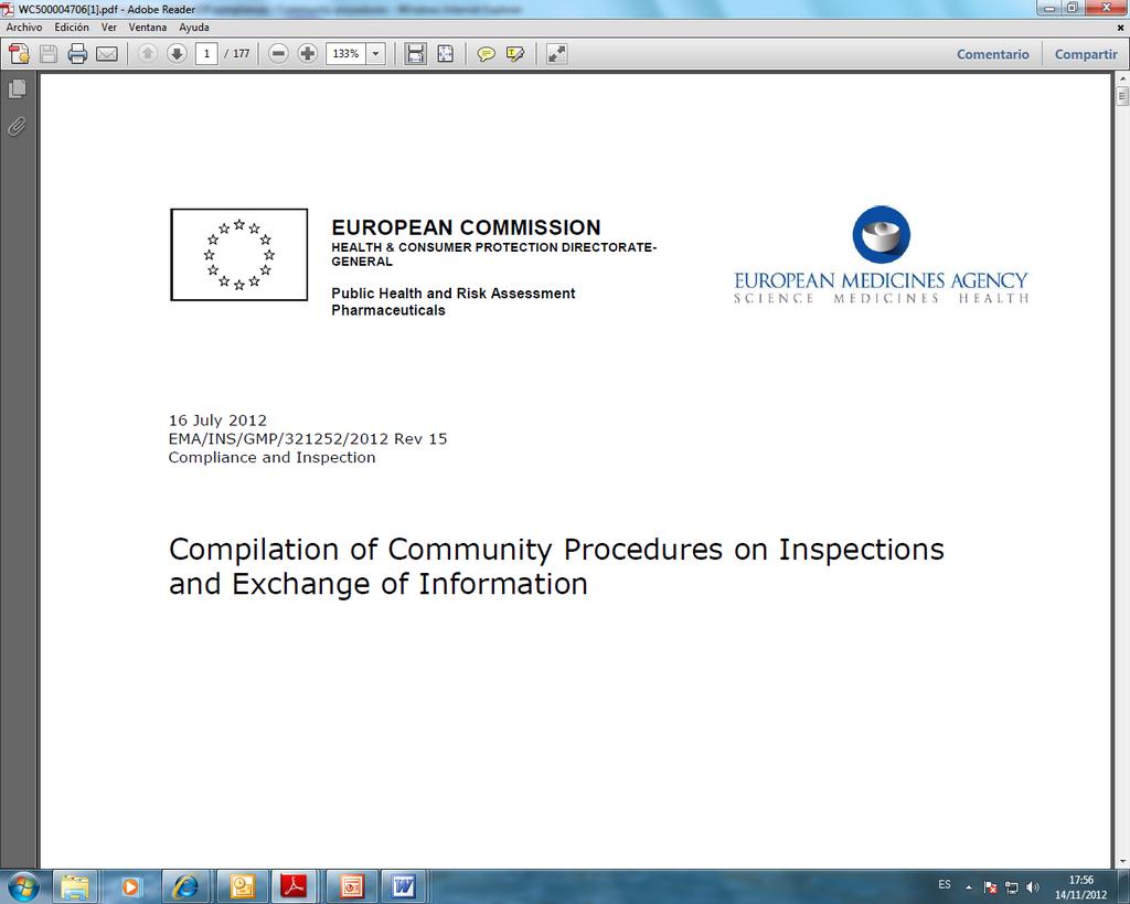 Compilation of Community Procedures updated in july 2012 (http://www.ema.europa.eu/ema/index.