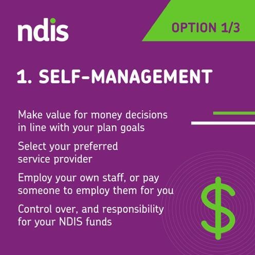 Self-management What is self-management? Self-management is when a person with disability manages the supports and funding in their own NDIS plan.