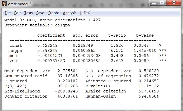Regressions with multiple variables: Now let s see if using all three at the same time helps.