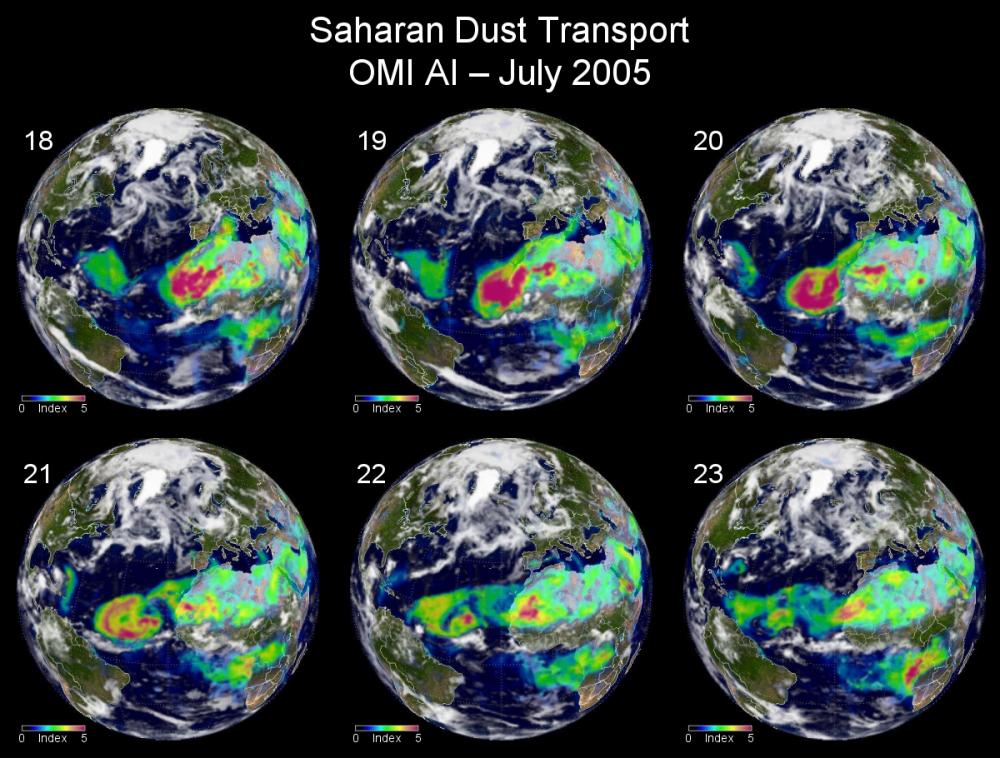 Satellite observations on longrange transport Dust and fire: