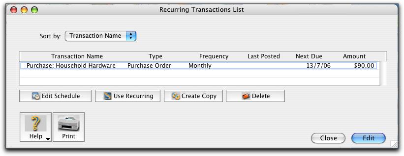Copy recurring transactions to other cards You can now copy the details and schedules from a recurring transaction to one or more cards. 1 Go to the Lists menu and choose Recurring Transactions.