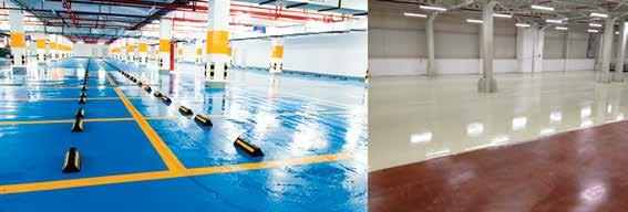 It is a perfect floor coating material for industrial floors, parking lot, warehouses, supermarkets, workshops, schools, hospitals, medicine facility floors, electronic industry, etc.