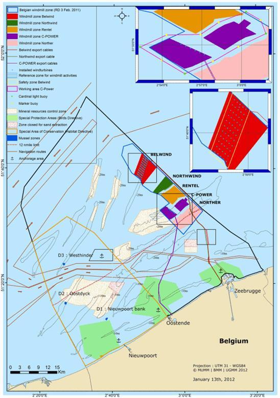 CASE STUDY: Current Belgian Marine Spatial Plan 238 km² for Offshore wind farms; 7% of the Belgian marine surface; New proposal for MSP accepted by