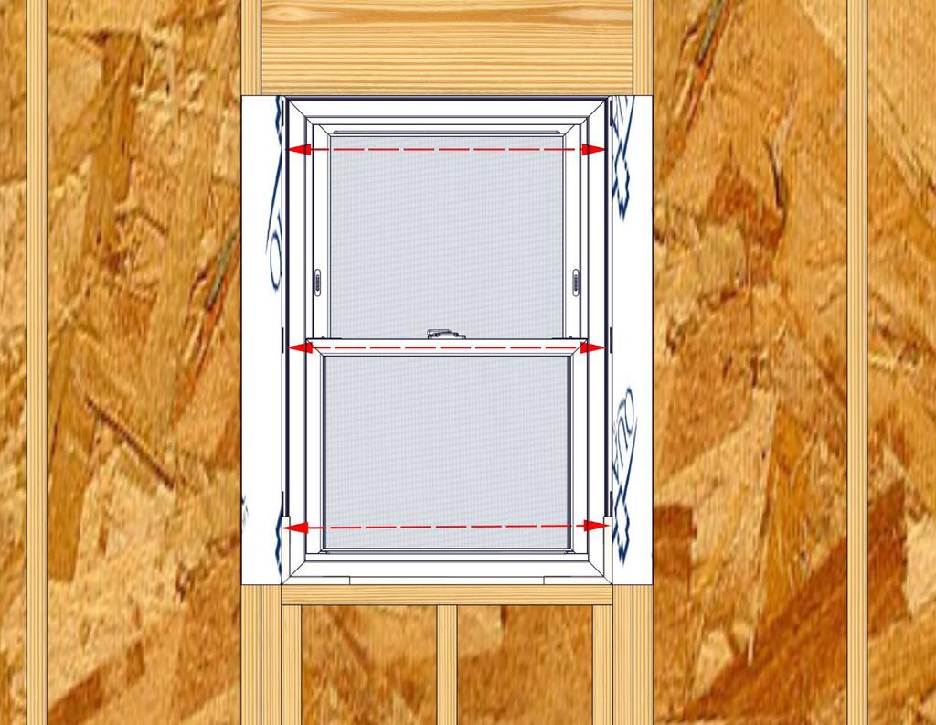 Adjust shims as needed until diagonal measurements are within 1/8. Check that the frame is plumb and level.