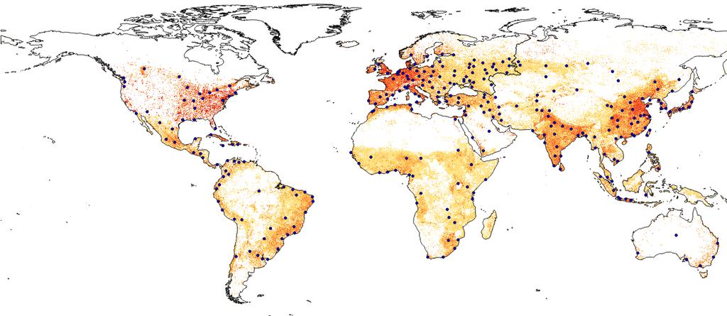 Production/consumption centroids Based on Population density, regional GDP and