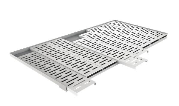 Drip-To-Drain Tray Tray is designed for use in a drip-to-drain irrigation style 11ga aluminum with powder coat finish Built in trough for easy drainage Optional HDPE Inserts are fungal-resistant and