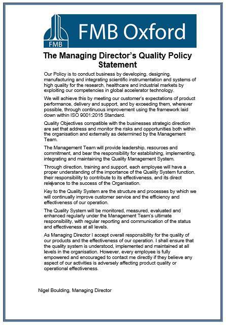 5 Leadership 5.1 Management Commitment The QMS is driven top down with active participation of top management.