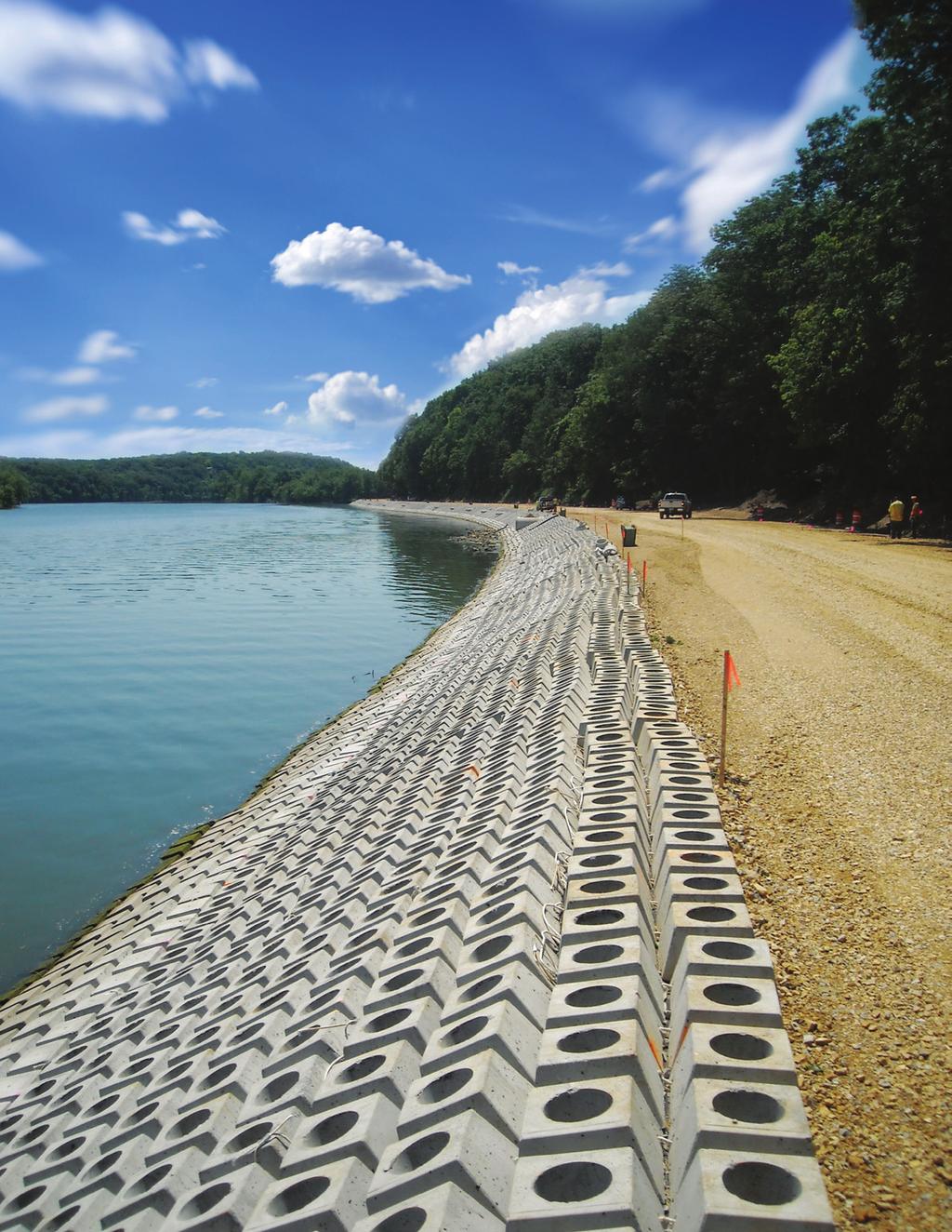 Our Concrete Mats Can be Used for Multiple Applications SHORELINE PROTECTION: Cable Concrete stabilization increases the shoreline and bank resistance to erosive forces and repairing bank failures to
