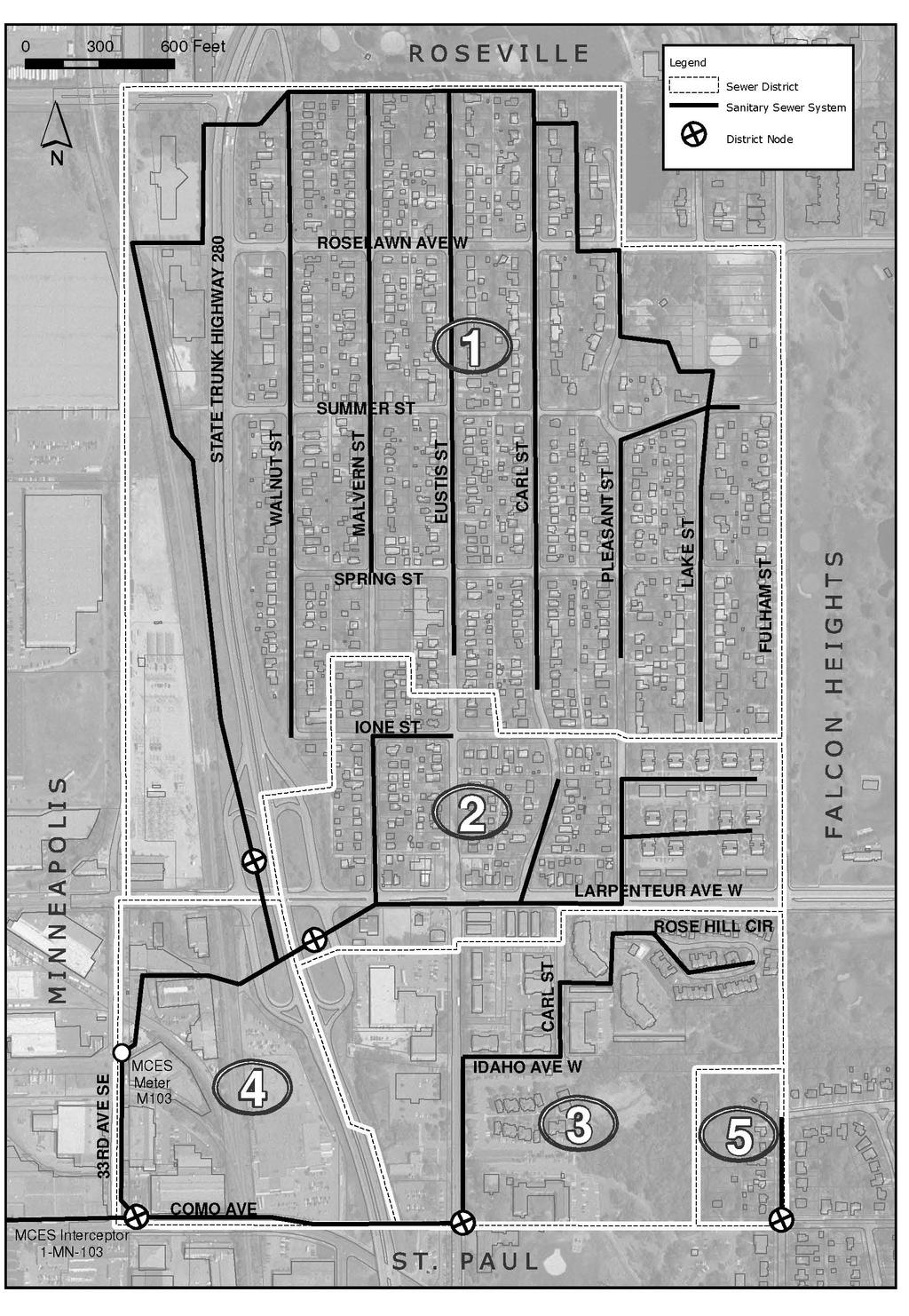 Map 8-1 Sanitary Sewer System Map MCES Meter Inter-community