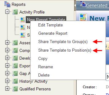 CAT Enterprise Reports To create a Shared Report, right-click on the template you want to share.