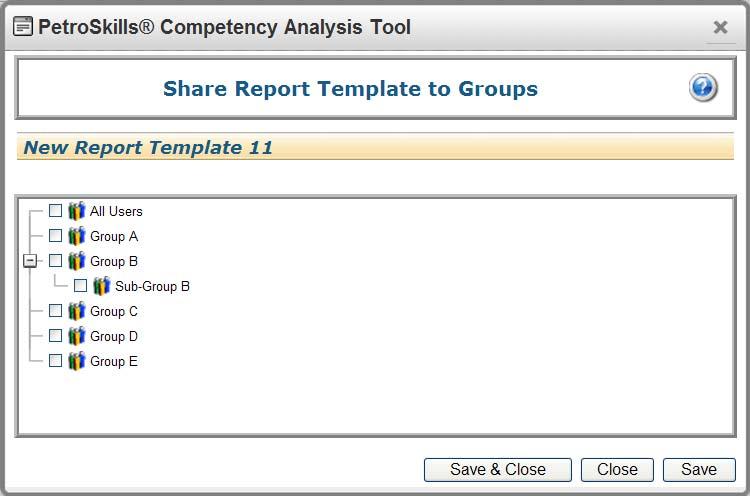 From the popup window, you can then choose the groups or Positions you want to share this template with.