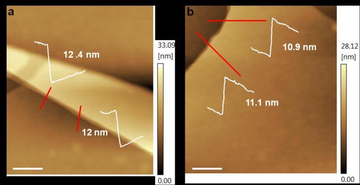 Supplementary Figure 16 AFM images of thick 2D h-moo 3 flakes.