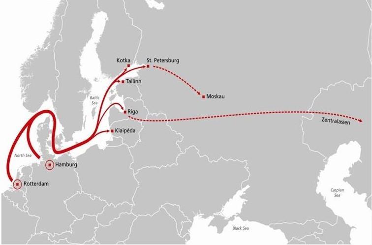 2 MULTIMODAL TRAFFIC TO RUSSIA/ CENTRAL ASIA Co-operation with 5 shipping lines 20 ISO up to 45 pallet wide Containers Door-to-Door service to Moscow