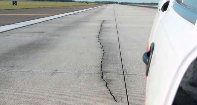 Runway Pavement Longitudinal cracks on a runway could impair directional control of aircraft and must be