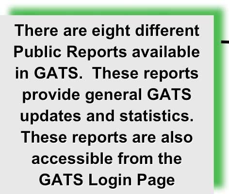 These reports provide general GATS updates and