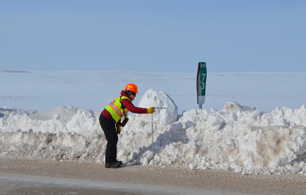 Snow bank height monitoring was conducted in 2017 along the Tote Road to ensure that snow