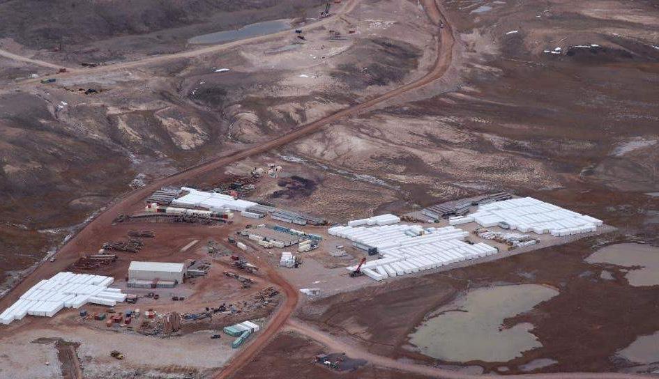 Aerial view of the new gravel pad constructed at Milne Port