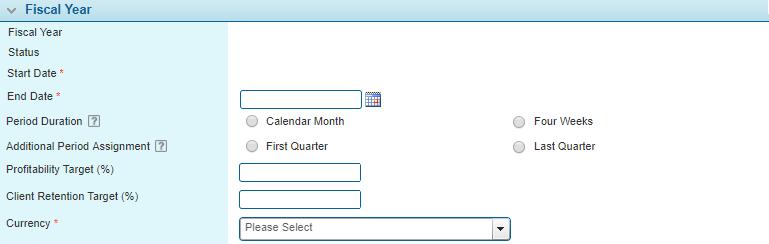 To delete a fiscal year, check the appropriate box, click the Delete button, and confirm the deletion.