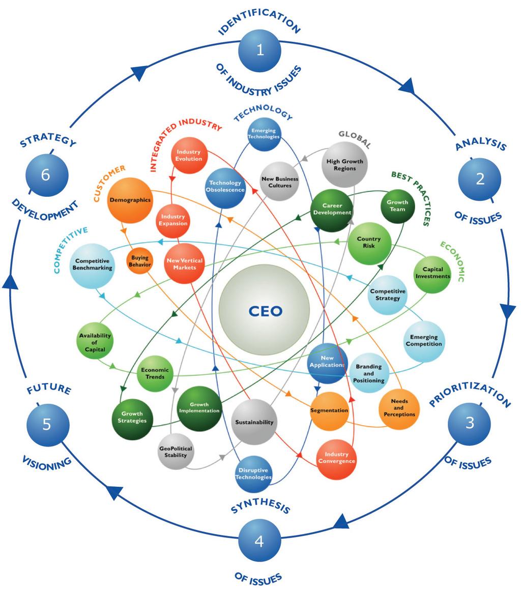 The CEO 360-Degree Perspective TM - Visionary Platform for Growth Strategies The CEO 360-Degree Perspective model provides a clear illustration of the complex business universe in which CEOs and
