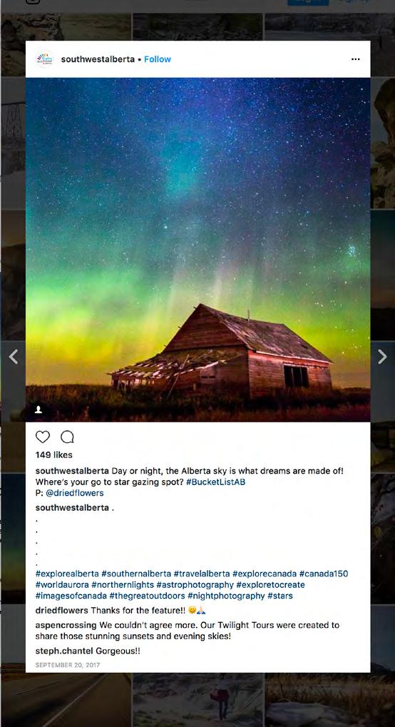 USING INSTAGRAM TO TELL A STORY SOUTHWEST ALBERTA Explore Southwest Alberta does an effective job