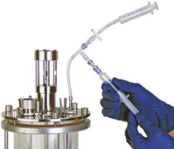 Available in Two Sizes Small samplers, with 10mL syringes, work with bioreactors up to and including 7 liters. Large samplers, with 20mL syringes, are for 10 liters and above.