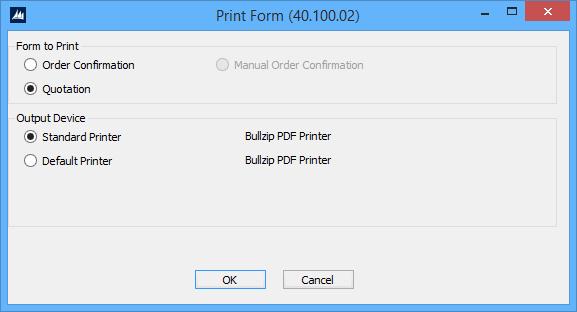 Print Form Window Select the
