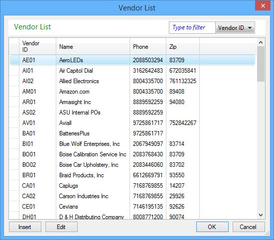 Purchase Orders for Sales Order Create PO Frame - F3 in the Vendor