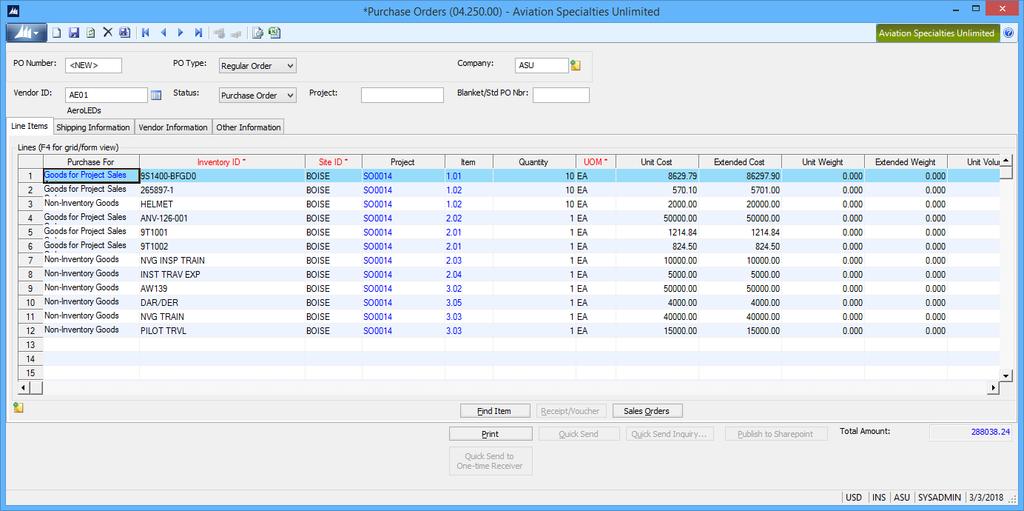 Purchase Orders Purchase For Defaults based on Stock Item