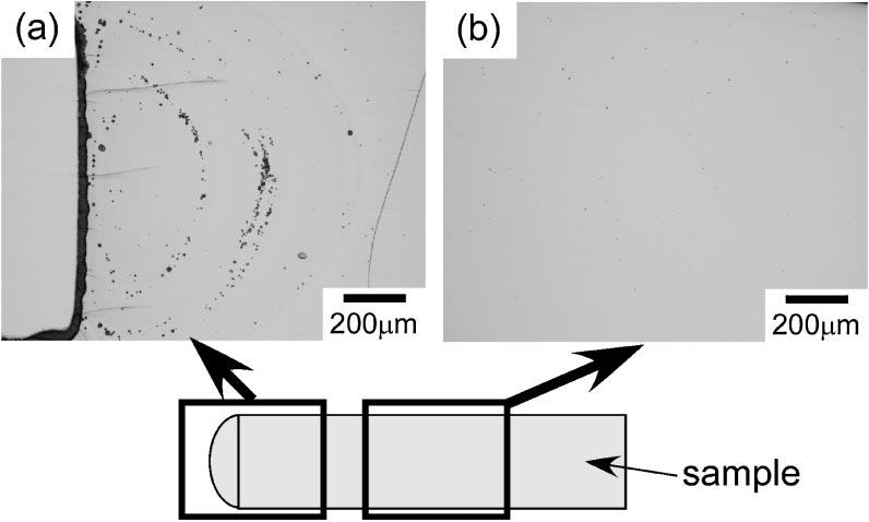 Effect of Electromagnetic Vibrations on Fe-Co-B-Si-Nb Bulk Metallic Glasses 55 Fig. 4 Optical micrographs for the (Fe 0:6 Co 0:4 ) 72 Si 4 B 20 Nb 4 alloy cooled under electromagnetic vibrations.