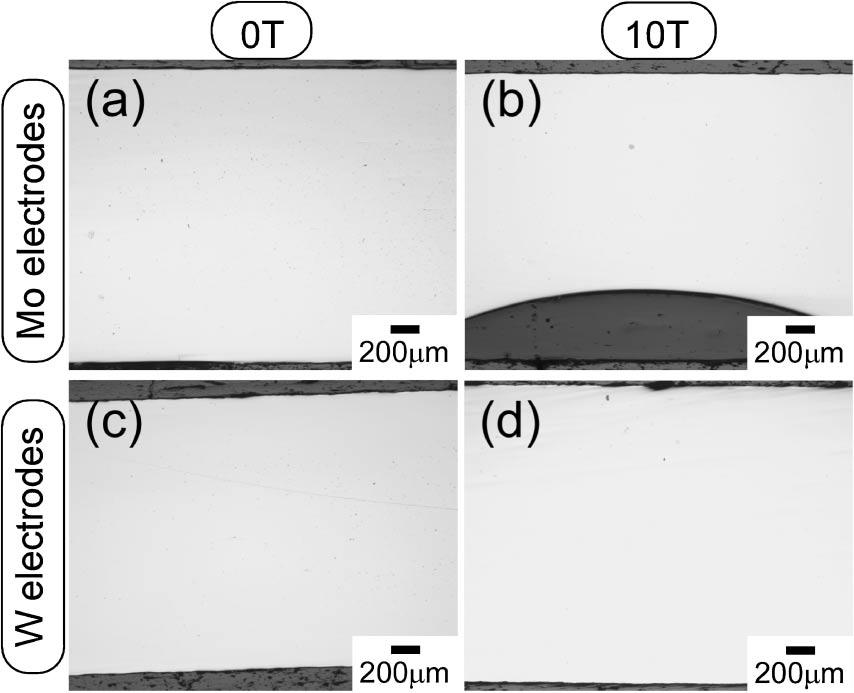 56 T. Tamura, D. Kamikihara, N. Omura and K. Miwa Fig. 6 Optical micrographs of center part of the (Fe 0:6 Co 0:4 ) 72 Si 4 B 20 Nb 4 alloys. (a), (b): molybdenum was used as the electrodes.