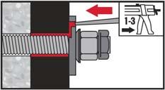 ) Fill the annular gap between the anchor rod and fixture with 1-3 strokes of Hilti injection