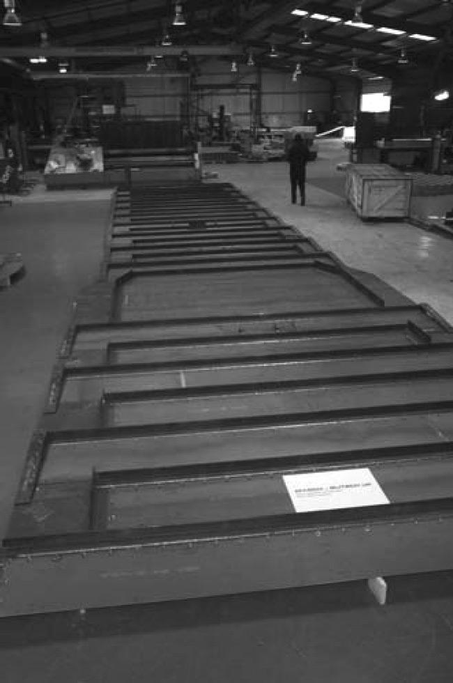 Figure 6. Trial assembly of DW at Koch-Glitsch were welded between the bolt-bars to provide the required structural strength and supports for the trays.