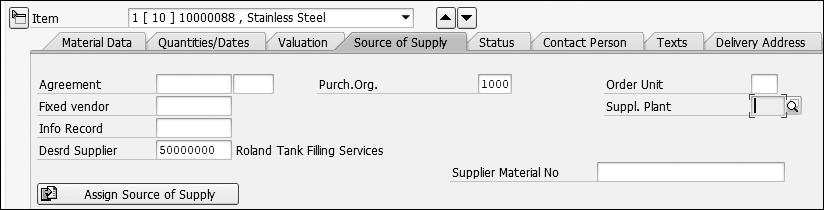 field. Figure 10.11 shows the item details of a purchase requisition. The Closed indicator can be set if the purchase requisition no longer needs to be converted into a PO.