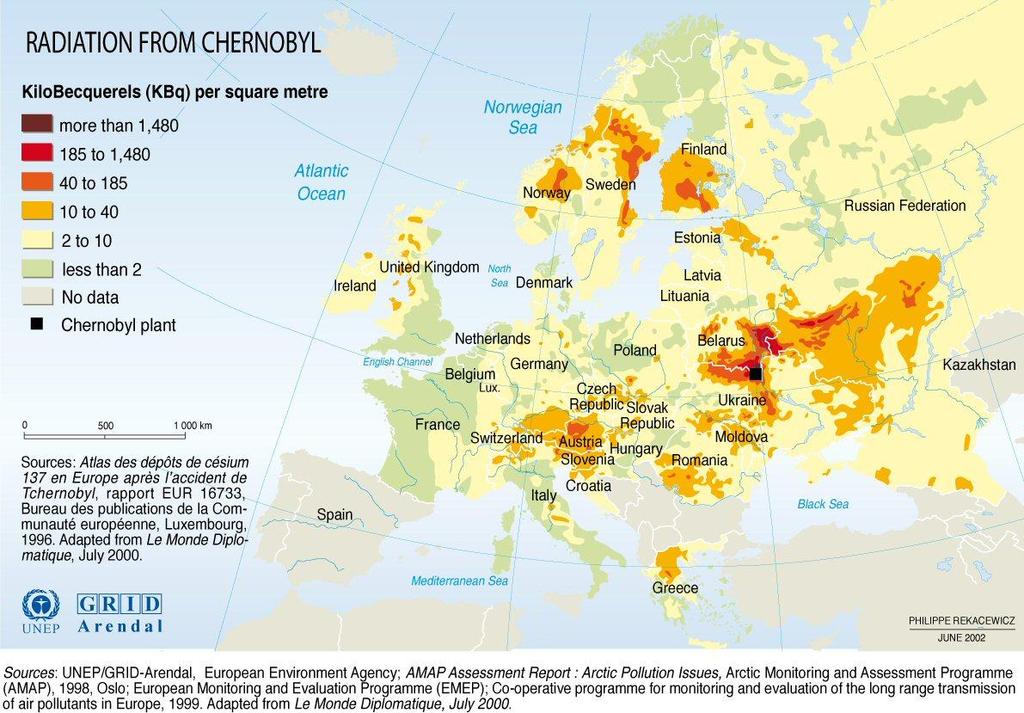 Chernobyl and Finland Most contamination to middle parts of Finland Maximum about 100 K Bq/m 2 Cs-137 ( +Cs-134 was about half of this) Minor