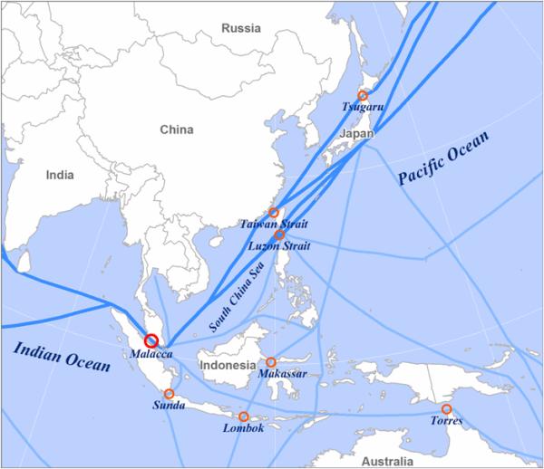 10 Figure 8: Shipping Lanes and Strategic Passages in Pacific Asia v Source: http://people.hofstra.edu/geotrans/eng/ch1en/appl1en/shippinglanespacificasia.