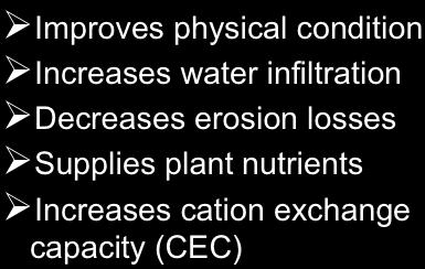 What can we do for soil to change chemical and physical properties   capacity ü Increases