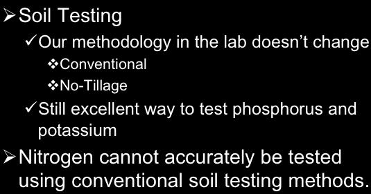 Right Amount of Nutrients Apply What is Needed Ø Soil Testing ü Our methodology in the lab doesn t change v