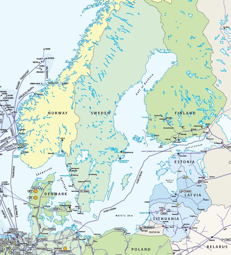 The natural gas grid carries limitations in many countries In Nordic Countries, the natural gas grid is