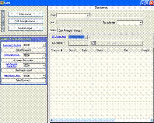 Sales Screen The Sales screen gathers all the information from your invoices in the Sales Journal and information about your cash sales in the Cash Receipts Journal.