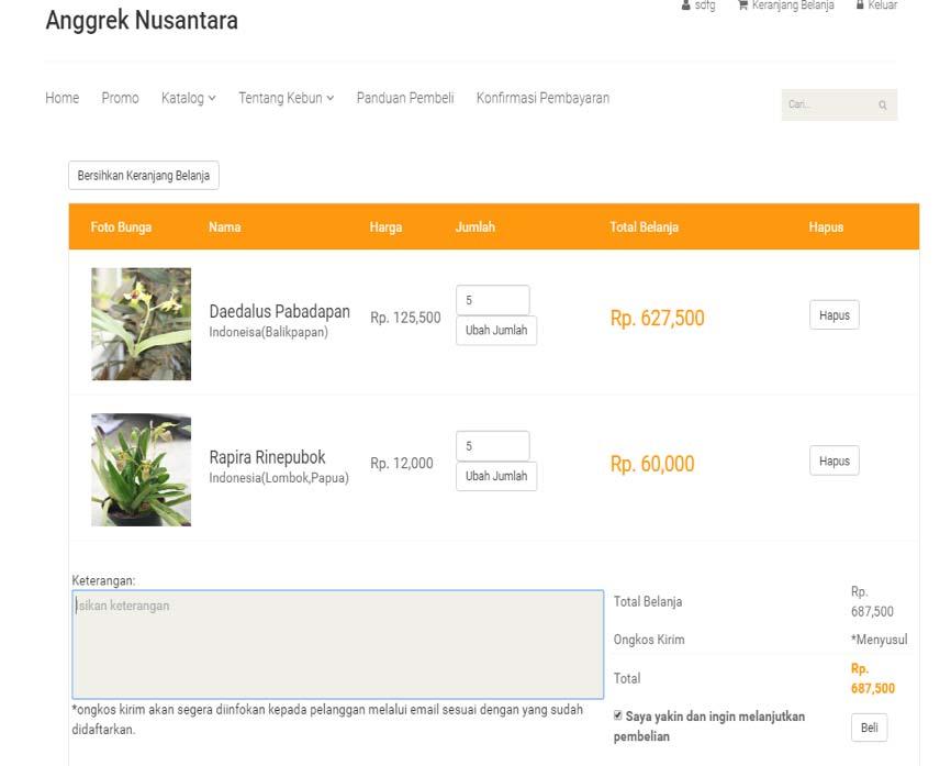 6. Catalogue Admin can manage the catalogue list. This list contains information about the orchids according to their category.