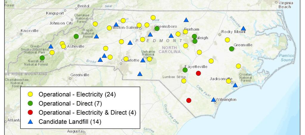 Projects and Candidates in North Carolina These data are from LMOP s Landfill and Landfill Gas Energy