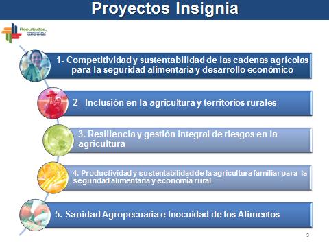 Flagship Projects: 1. Competitiveness and sustainability of agricultural chains 2. Inclusion in agriculture and rural territories 3.