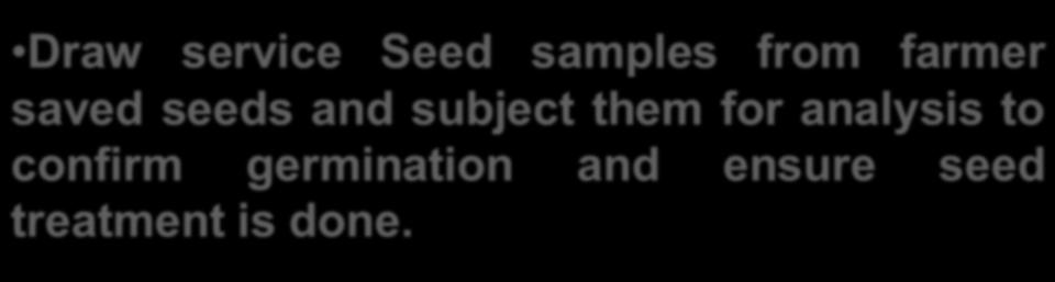Effective implementation of Seed treatment campaigns.
