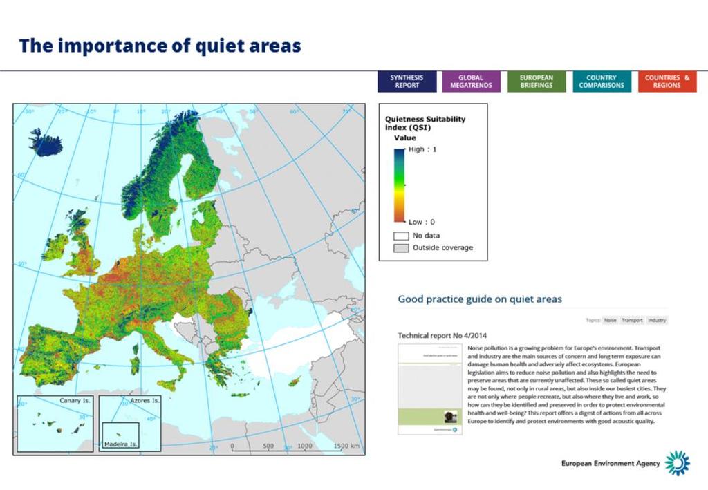 Quiet areas will also be addressed during the workshop. One of the reports published several years by EEA is an informal good practice guide on quiet areas designed for MS authorities.