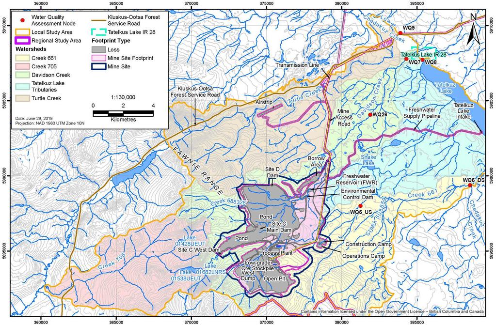 Figure 4 Watersheds overlapped by the mine site Source: New Gold