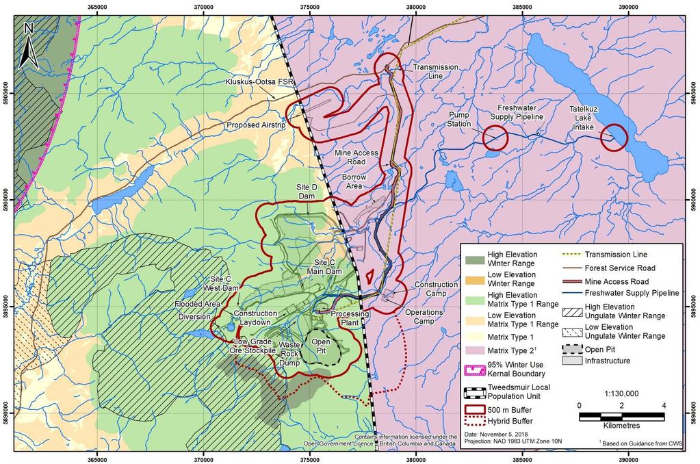 Figure 6 Critical habitat for Southern mountain caribou in the Project area