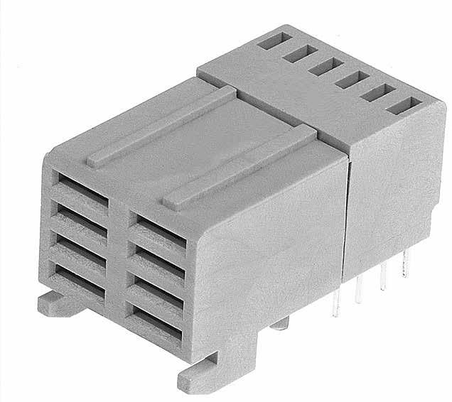 6.50 Amps per contact End-to-end stackable Press or heat stake peg (solder tail) Futurebus+ compatible See the Regulatory Information Appendix (RIA) in the RoHS compliance section of www.mconnectors.